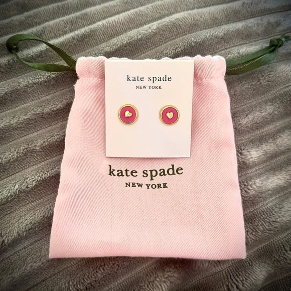 Kate Spade Pink Heart Stud ‘Heartful’ Earrings NWT - Picture 1 of 5